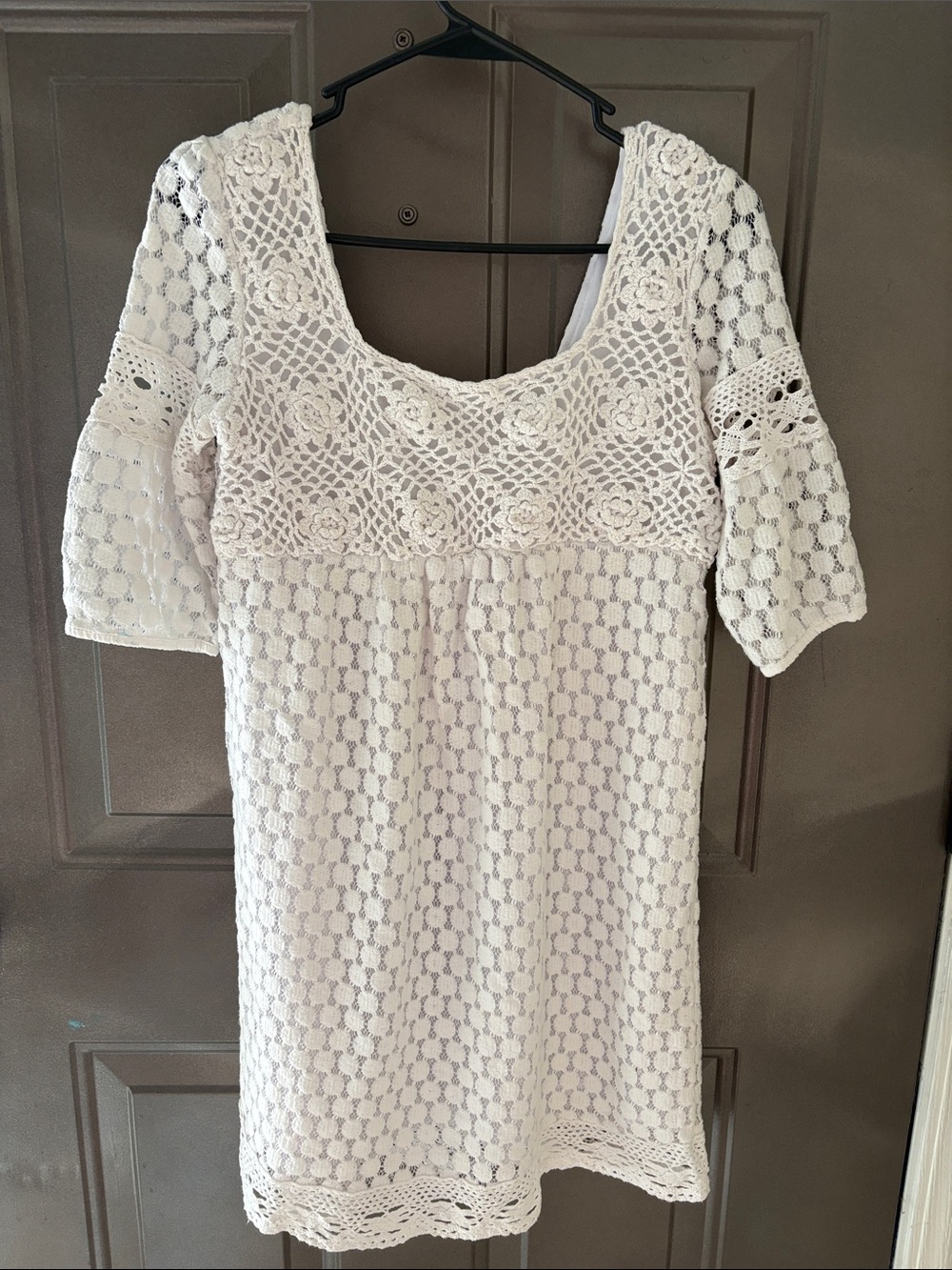 Solitaire White Crochet Mini Dress